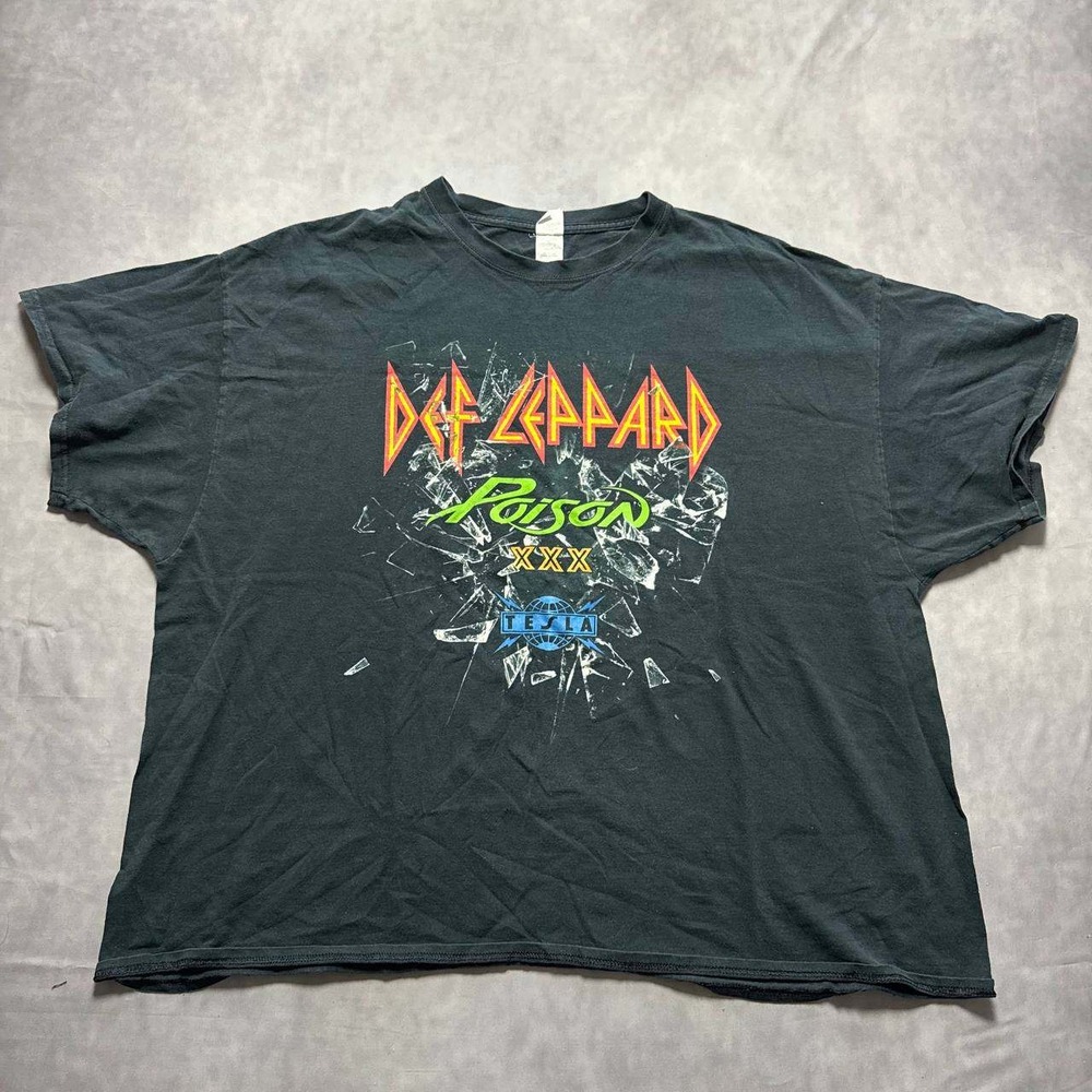 Def Leppard Poison Tesla 2017 Tour T-Shirt Mens 3XL Black Graphic Rock Band Tee